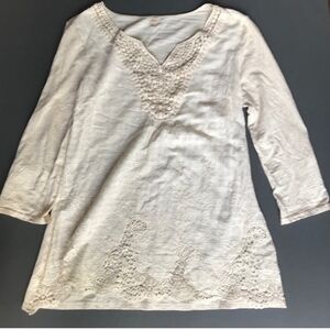 Reba Cream Bohemian size small 3/4 length sleeve